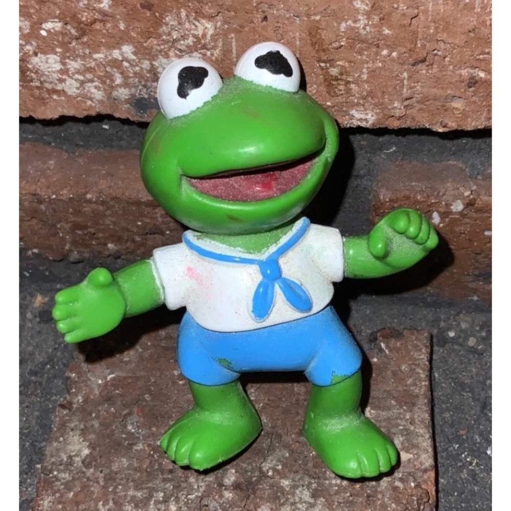Vintage Muppet Babies Kermit the Frog Sailor Figure Jim Henson 1980s PVC Toy